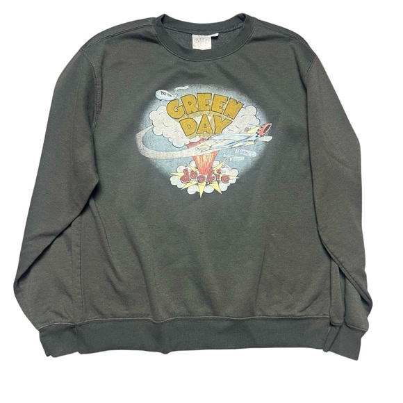 Green Day Dookie Album Logo Official Merch Crewneck Sweatshirt Charcoal Gray - Picture 1 of 5